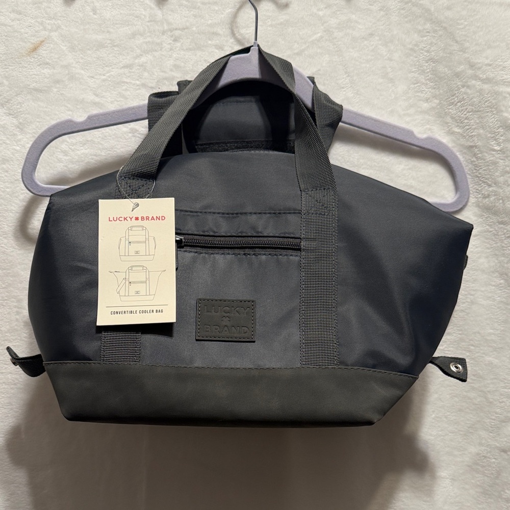 NWT Lucky Brand Charcoal Grey Insulated Convertible Cooler Tote Bag